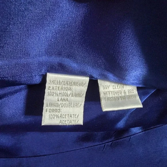 JONES NEW YORK Womens Blazer Jacket Royal Blue Wool‎ Blend Velvet Collar Size 16 - Picture 5 of 11